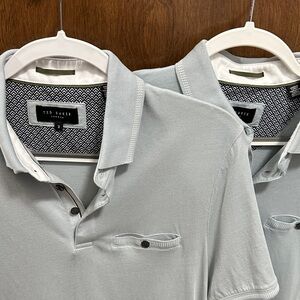 2-Pack Ted Baker Men’s Size 3 Polos – Light Blue & Aqua Green Shirts Set of 2 S